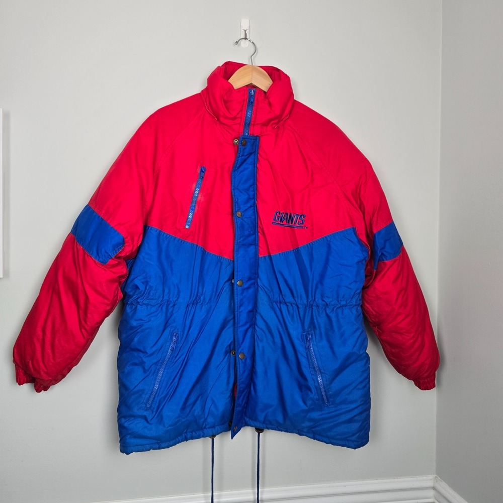 Vintage NFL Gameday by Turbo Sportswear Giants Puffer Jacket Mens Large Red Blue - Picture 2 of 13